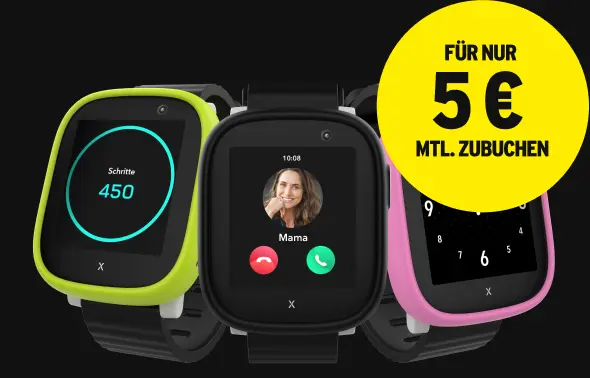Xplora X6 Play Kids Watch Schwarz für nur 5 € monatlich zubuchen.