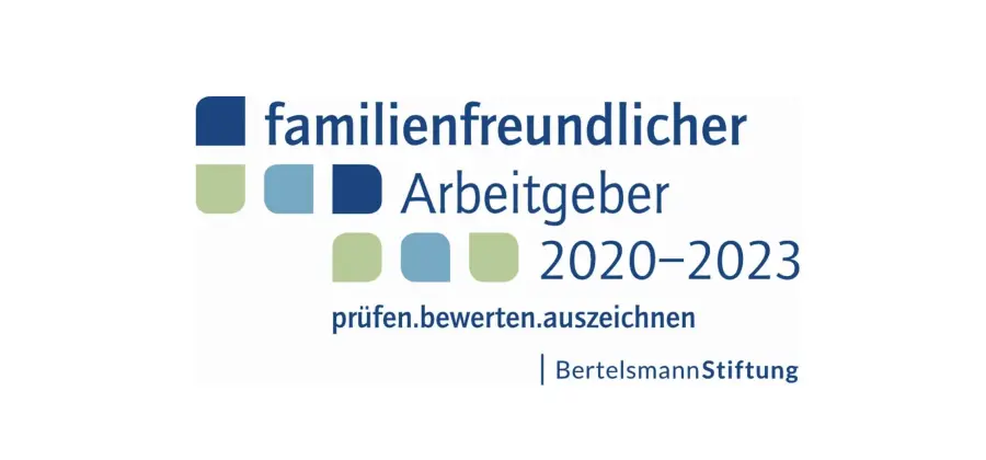 Siegel: familienfreundlicher Arbeitgeber 2020–2023. prüfen.bewerten.auszeichnen. BertelsmannStiftung.