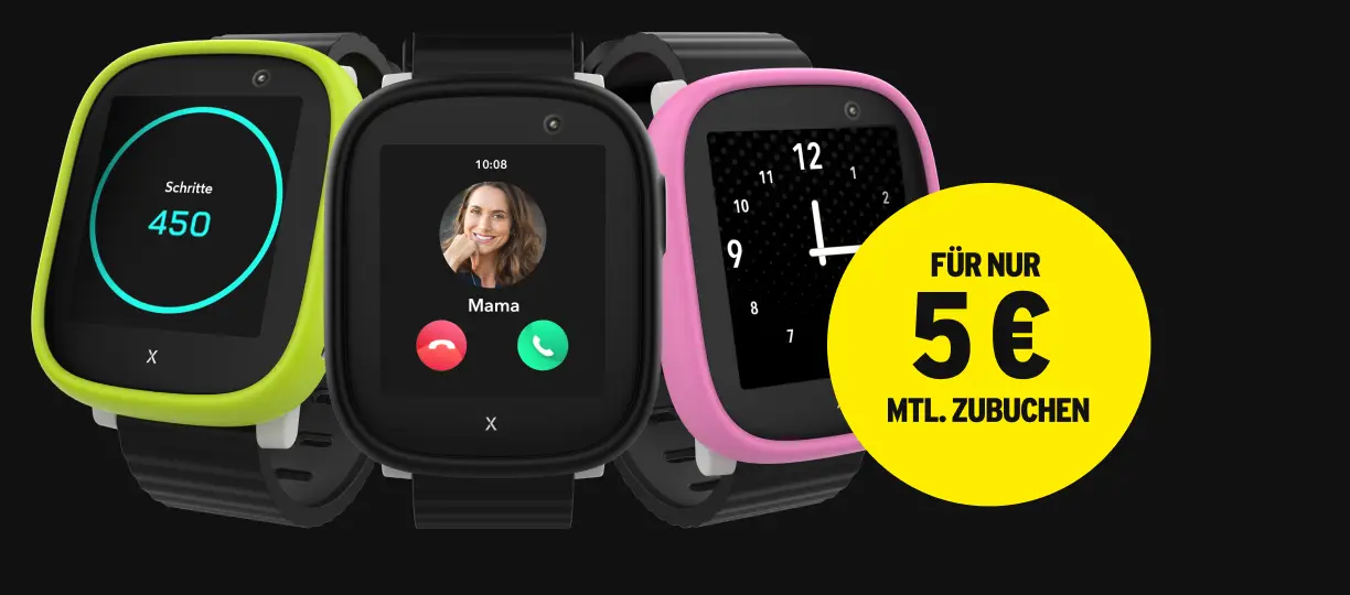 Xplora X6 Play Kids Watch Schwarz für nur 5 € monatlich zubuchen.
